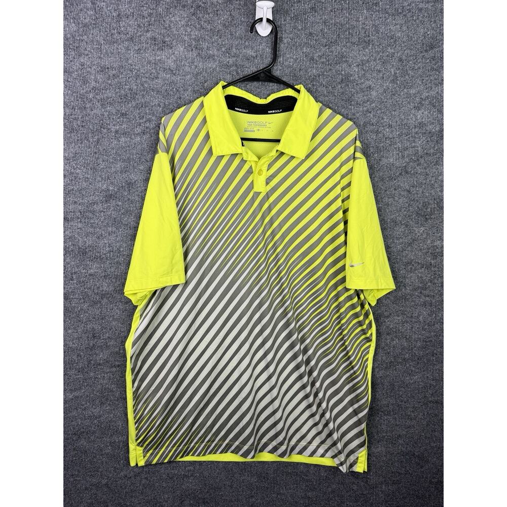 Nike Men's Golf Polo Size XL Neon Yellow Gray Geometric Extra Large 678441-303